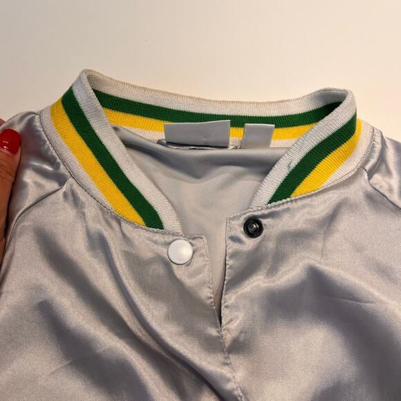 VTG Y2K Puma Women’s Silver Nylon Baseball Bomber Jacket Large - Picture 13 of 16